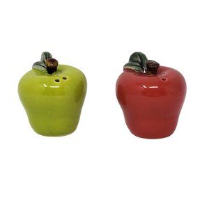 Ceramic Red and Green Apple Salt and Pepper Shakers